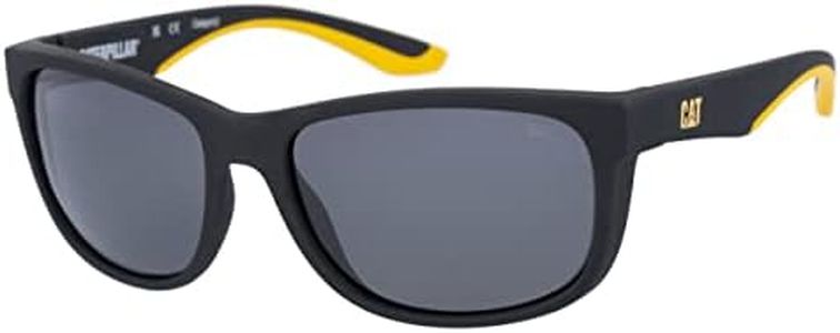 Caterpillar Men's CTS-8011 Polarized Square Sunglasses, Rubberized Matte Black, 59 mm