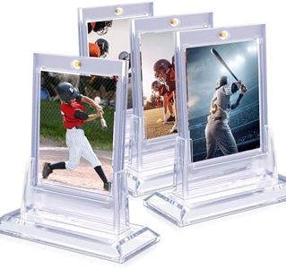 4Pcs Magnetic Card Holders for Trading Card, Baseball Card Protectors with 4 Stands, 35pt Acrylic Hard Card Sleeves Case for Sports Cards, MTG Cards, YUGIOH Cards, Standard Cards Storage and Display