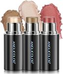 Anglicolor 3PC Highlight Stick,Contour Stick,Blush, Matte, Long Lasting, Smooth, Blendable, Floral Fragrance, Hydrating, Sensitive Skin Friendly, Better for Fair Skin(Contour+Blush+Highlighter)