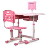 Bumtum Baby Study Table Set for 2-10 Years Kids | Height Adjustment Plug & Multipurpose Foldable Study Table Set |Easy Installation Kids Desk Set (Pink)