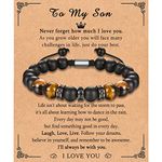 KORAS Son Gifts, Son Bracelet Tiger Eye Black Onyx Stone Bracelet for son, Adjustable Beads Bracelet Teenage Boys Gifts for Birthday Graduation Christmas