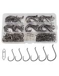 Facikono Circle Hooks Saltwater Catfish Bass Fishing Hooks, 180pcs Octopus Offset Fishing Hooks with 5pcs Power Clips