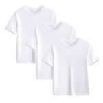 3 Pack Girls Shirts Soft Cotton Basic Tees Girls T Shirts Short Sleeve Shirt Kids Crewneck Summer Tops T-Shirts 2-White 5 Years