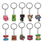 MUNSKT 10 Pack Minecraft Keychains，Keychain Party Bag Fillers Keychain Cute，Minecraft Keyring Party Favors Birthday Party Supplies，Backpack Keychain School Prizes for Boys Girls Kids