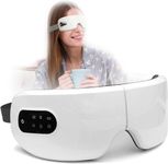 Eye Massager with Heat, Bluetooth Music Rechargeable Eye Heat Massager for Relax and Reduce Eye Strain Dark Circles Eye Bags Dry Eye Improve Sleep, Ideal Gifts (White)