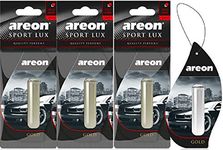 AREON Liquid Car Air Freshener Hanging Gold Pendant Perfume Long Lasting 3D 5 ml Multi Pack Set of 3