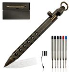 Bolt Action Pen, Solid Brass edc Pen Six-edge Pocket Pen Metal Tactical Pen with Refills and Clip YUEZUDPO Signature Pen for Business, Christmas, Birthday (Black)