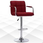 CHAIRWALE® Armagh Swivel High Counter Bar Stool with Armrest & Square Back Fabric Cushion,Height Adjustable Bar Chair Comfortable for Kitchen|Reception|Cafeteria|Pub's (Wine Red)