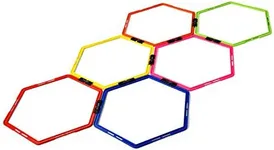 Yes4All Hexagonal Agility Rings with Carrying Bag - Speed Rings, Agility Hurdles for Agility Footwork Training (Set of 6 Colorful Rings)