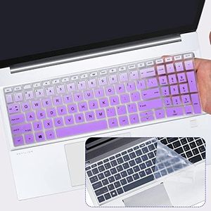 2PCS Keyboard Cover for 2022 2021 HP ProBook 450 G8 G9 15.6" Notebook - HP ProBook 455 G8 G9 & Probook 650 G8 Keyboard Skin, HP ZBook Power G8 G9 15.6" Keyboard Protector, Gradual Purple+Clear
