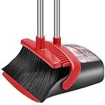 Broom and Dustpan Set, Dust Pan and Broom Combo for Floor Cleaning Dustpan with Teeth for Home Kitchen Lobby Upright Standing Dustpan and Broom Set Long Handle Broom Heavy Duty for Indoor Outdoor