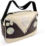 BRISA VW Collection - Volkswagen Shoulder Travel Messenger Bag with VW T1 Bus Campervan Motif (Bus Front/Brown)