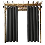 Outdoor Curtain Grommet Eyelet Black 84" W x 84" L For Front Porch, Pergola, Cabana, Covered Patio, Gazebo, Dock, and Beach Home (1 Panel).