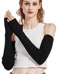 Novawo Wool Blend Warm Arm Warmers Long Fingerless Gloves for Women