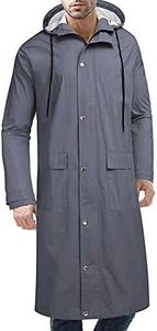 COOFANDY Men's Rain Jacket with Hood Waterproof Lightweight Active Long Raincoat