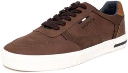 Nautica Men's Casual Lace-Up Shoe,Classic Simple Tennis Low Top Loafer, Fashion Sneaker-Negril-Dark Brown Tan 1-13