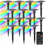 Linkind Smart Solar Spot Lights Outdoor SL5C, Solar Lights Outdoor Spotlight Cool/Warm White/Color Changing, APP/Voice Control IP67 Landscape Lighting for Yard, Garden, Pathway(14 Pack)