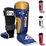 Farabi Sports Kids Shin Guards - Shin Instep Kickboxing Shin Pads MMA, Muay Thai Shin Guards (Kids, Blue)