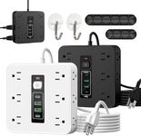 16-in-1 Power Strip with Switch & Surge Protection, Etl Listed Fireproof Power Strip, Upgraded Multifunctional 16 in One Surge Protector, 12AC +2UAB+2type-C Ports for Home, Office (Both-2PCS)