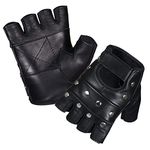 SHADOW DANCE UK Men's Gift Classic Retro Driving Gloves 100% Genuine Leather - for Driving, Motorcycle, Riding,and Cycling, Mens Gloves (XL, Fingerless Studded Black Gloves)