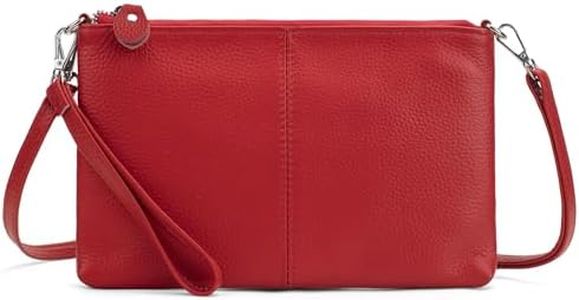 befen Red Women's Genuine Leather Wristlet Clutch Crossbody Phone Bags Wallet Purses and Handbags for Women with RFID Card Slots, Fit Phone 15 Pro Max
