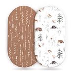 Stretch Ultra Soft Fitted Bassinet Sheets Set 2 Pack, Universal Fit for Bassinets Baby Cradle Moses Basket Oval Rectangle Mattress Safe and Snug, Stylish Pattren of Jungle Animals