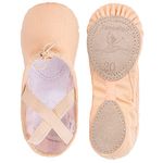 Ballet Canvas Dance Shoes Split Sole Flats Gymnastics Dancing Shoes Yoga Shoes for Kid's, Pink, 5 UK