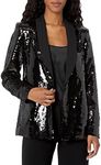 Karl Lagerfeld Paris Women's Sequin Blazer Sport Jacket, Black, 8