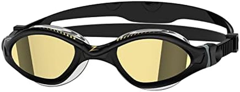 Zoggs Tiger LSR+ Titanium, Gold, Schwimmbrille für Erwachsene, Schwarz/Grau/Spiegelgold (Smaller Fit)