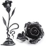 Hand Forged Metal Rose - Iron Anniversary Flower with Decorative Stand - 6th/11th Year Wedding Gift for Her