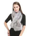 Saferin Women's Winter Fake Fox Fur Collar Neck Wrap Warmer Shawl (C01-Grey), M