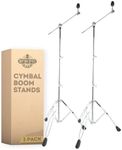 Rhythm Bytes Cymbal Boom Stands 2-Pack Heavy Duty, Convertible Design, Adjustable Height up to 67", Professional Quality Stands for Heavy Rides, Crashes and Toms