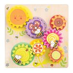 Le Toy Van - Petilou Wooden Educational Montessori Gears & Cogs 'Busy Bee Learning' Toy | Sensory Activity Toy For Toddlers Age 1 Year Old +