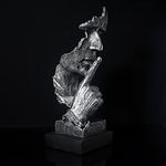 fazhongfa Ponder Statue-Silence is Gold Abstract Art Statue Modern Home Ornament Creative Resin Sculpture Ornament Study Office Shelf Table Decoration (silver)