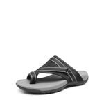 DREAM PAIRS Women's Arch Sport Flip Flops Walking Slide Sandals Comfort Casual Outdoor Beach Summer Shoes,Size 9,Black,SDSA2402W