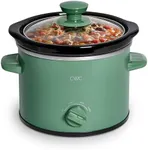 COOK WITH COLOR 2QT Mini Electric Round Slow Cooker - Adjustable Settings, Removable Stoneware Pot, Tempered Glass Lid, Dishwasher Safe, Cool-Touch Side Handles, Dark Sage