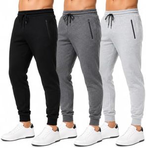 MONEY JONES ESSENTIALS Sweatpants for Men 3 Pack Joggers - Men's Athletic Sweatpants with Pockets & Zipper - Running Jogging Workout Pants, Dark Grey/Light Grey/Black, X-Large