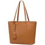 MORGLOVE Women's Handbags Soft Faux Leather Large Tote Bags Large Capacity Ladies School Work Bags with Zip Brown