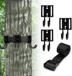 Treestand Strap Hangers, Hunting Gear Multi-Hook Accessory Holder, Tree Stand Platform Sadle Hunting Gears, Gear Hanger for Hunting,Camping,Hiking-3 Metal Gear Hooks