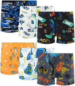 JAHSIYI Boys Underwear Size 6 Toddler Cotton Boxer Briefs 6T Kids Boxers Gamer Game Cartoon Underpants Childrens Age 5-6 Years Old Undies Small S Clothes 6X