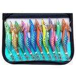 HOUSON 10PCS 13cm Fishing Lure Set, Luminous Squid Jig Shrimp Fishing Lure Luminous Squid for Sea Fish