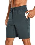 CRZ YOGA Men's Quick Dry Sports Shorts Running Gym Workout Athletic Shorts with Pockets - 9 Inches Melanite XL