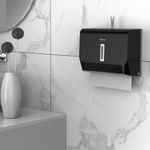 interhasa! Paper Towel Dispenser Wall Mount Multifold/Trifold/M Fold for Commercial Toilet Paper Tissue Holder for Bathroom Kitchen Industry, ABS Plastic, Black