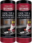 Weiman Glass Cooktop and Microwave Wipes - 2 Pack - Cleaner for Daily Use Professional Home Kitchen Cooktop Cleaner and Polish Use on Induction Ceramic Gas Portable Electric - 60 Wipes Total