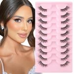 Sixstarhair False Eyelashes 10 Pairs Half Lashes Natural Looking Fluffy Wispy Fake Lashes 3/4 Handmade Soft Corner Eyelashes Reusable Lashes Cateye