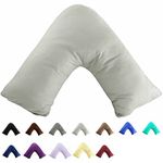 TAOSON 100% Cotton 300 Thread Count Soild Envelope Style V Shaped/Tri/Boomerang Standard Pillow Case Cushion Cover Only Cover No Insert (Light Grey)