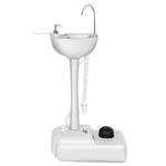 SPOTRAVEL Portable Camping Sink, 17L Capacity Hand Wash Station with Wheels, Towel Holder & Soap Dispenser, Foot Pump Wash Basin Stand for Outdoor Events Gatherings Worksite (without 24L Sewage Tank)