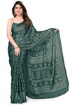 MIRCHI FASHION Women's Chiffon Georgette Blocks Printed Saree with Blouse Piece (42952-Dark Teal)