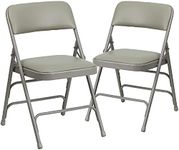 Flash Furniture 2 Pack HERCULES Series Curved Triple Braced & Double Hinged Gray Vinyl Metal Folding Chair