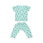 A Toddler Thing 100% Organic Muslin Sleepsuit | Top & Pants | Night Suit for Boys & Girls | Sleepwear Baby Products | Night Wear Rompers | Full Cover Dress | Color: Baby Dino | Blue | Size - 2-3 Years